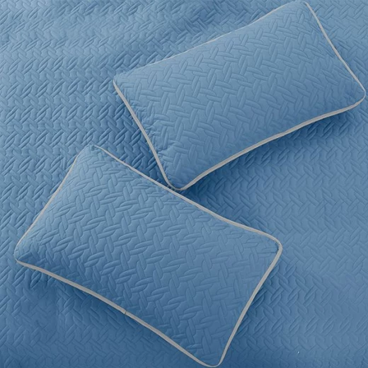 Nova home cross double face bedspread set, blue and silver color, king size, 4 pieces - Nova Home - Image 4