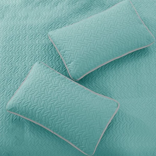 طقم مفرش سرير مزدوج الوجه كروس، باللون التركواز والفضي، مقاس مجوز, 4 قطع 270*250 سم من نوفا هوم - نوفا هوم - Image 4