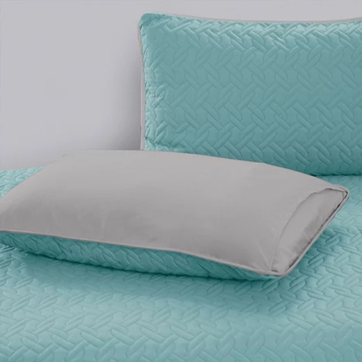 طقم مفرش سرير مزدوج الوجه كروس، باللون التركواز والفضي، مقاس مجوز, 4 قطع 270*250 سم من نوفا هوم - نوفا هوم - Image 5