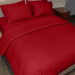 غطاء وجه لحاف بتصميم سادة, قطن, باللون الأحمر, حجم مفرد ونص من فيلدكريست - فيلدكريست