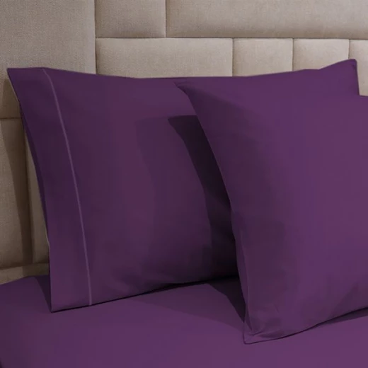 طقم شرشف مطاط بتصميم سادة, قطن, باللون البنفسجي داكن, حجم مجوز, 3 قطع من فيلدكريست - فيلدكريست - Image 3