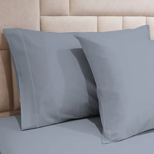 طقم شرشف مطاط بتصميم سادة, قطن, باللون الأزرق, حجم مفرد ونص, 3 قطع من فيلدكريست - فيلدكريست - Image 4