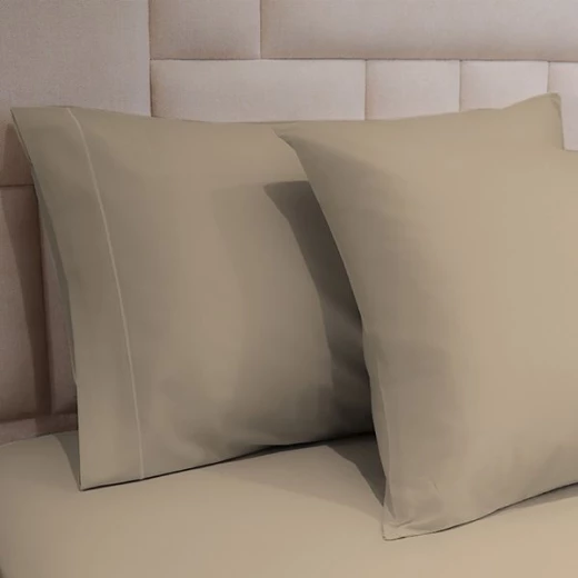 طقم شرشف مطاط بتصميم سادة, قطن, باللون البيج, حجم مفرد ونص, 3 قطع من فيلدكريست - فيلدكريست - Image 3