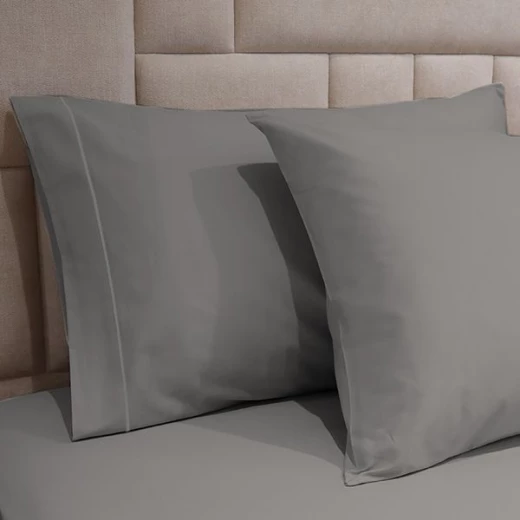 طقم شرشف مطاط بتصميم سادة, قطن, باللون الرمادي, حجم مفرد ونص, 3 قطع من فيلدكريست - فيلدكريست - Image 2