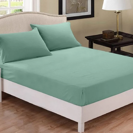 Fieldcrest plain fitted sheet set, cotton, jade color, queen size, 3 pieces Fieldcrest plain fitted sheet set, cotton, jade color, queen size, 3 pieces