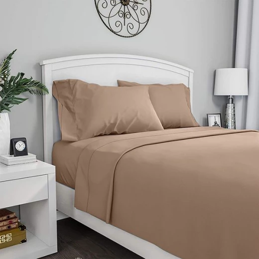 Fieldcrest plain flat sheet, cotton, linen color, king size Fieldcrest plain flat sheet, cotton, linen color, king size