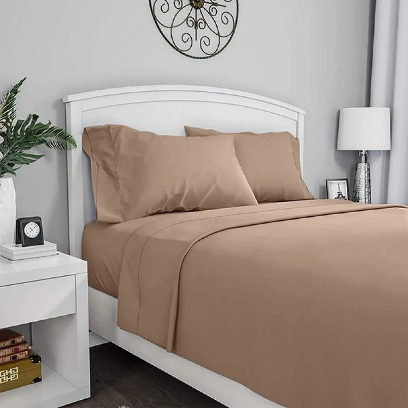 Fieldcrest plain flat sheet, cotton, linen color, king size - Fieldcrest