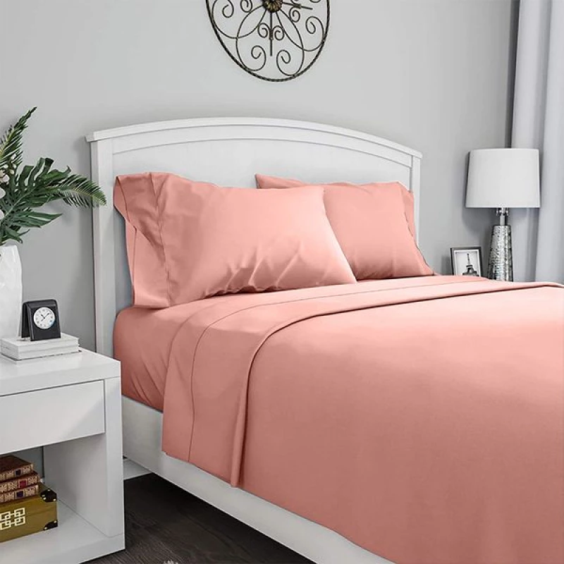 Fieldcrest Plain Flat Sheet, Cotton, Old Rose Color, King Size - Fieldcrest