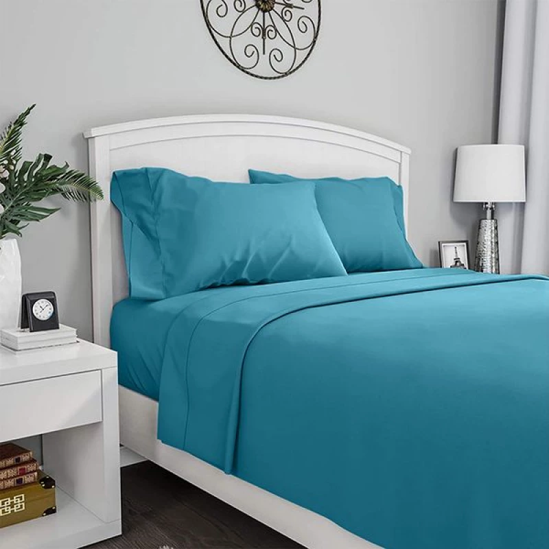 Fieldcrest Plain Flat Sheet, Cotton, Turquoise Color, Twin Size - Fieldcrest