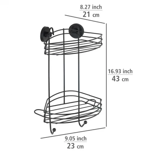 Wenko milazzo vacuum-loc rack, 2-tier, large, black - Wenko - Image 2