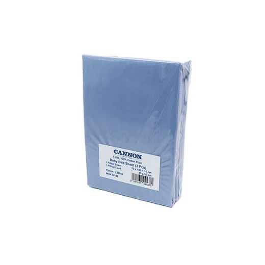 Cannon baby bed sheet set, cotton, light blue color, 2 pieces - Cannon - Image 2