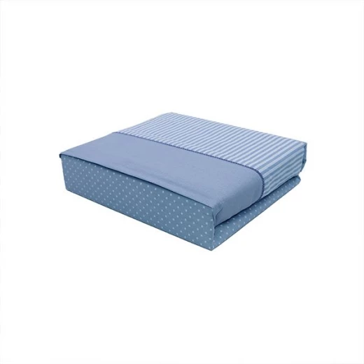 Cannon dots and stripes fitted sheet set, poly cotton, blue color, twin size Cannon dots and stripes fitted sheet set, poly cotton, blue color, twin size