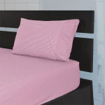 Cannon Dots And Stripes Fitted Sheet Set, Poly Cotton, Pink Color, Twin Size - Cannon