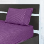 Cannon Dots And Stripes Fitted Sheet Set, Poly Cotton, Dark Purple Color, Twin Size - Cannon