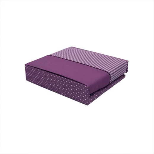 Cannon dots and stripes fitted sheet set, poly cotton, dark purple color, queen size, 3 pieces - Cannon - Image 2