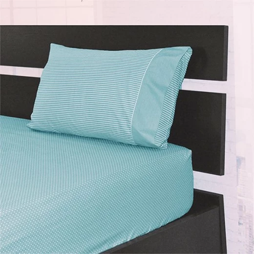 Cannon Dots And Stripes Bed Sheet Set, Poly Cotton, Jade Color, Twin Size, 3 Pieces - Cannon - Image 5