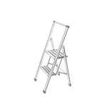 Wenko Aluminum Design Folding Stepladder 2-Step Household Ladder, Aluminum, White - Wenko