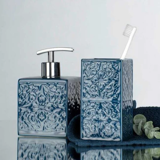 Wenko "Cordoba" liquid soap dispenser. Pottery, dark blue - Wenko - Image 3
