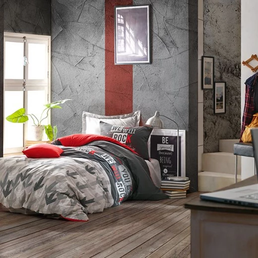 طقم لحاف بتصميم مطبوع, بالون الرمادي, حجم مفرد كبير, 4 قطع من نوفا هوم - نوفا هوم - Image 3