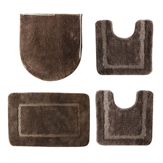 Nova Home Table Tufted Bath Mat Set, Brown Color, 4 Pieces Nova Home Table Tufted Bath Mat Set, Brown Color, 4 Pieces