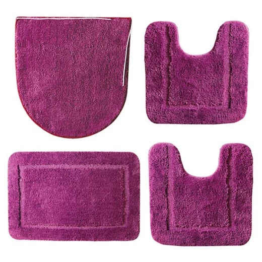 Nova Home Table Tufted Bath Mat Set, Purple Color, 4 Pieces