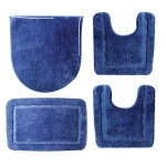 Nova Home Table Tufted Bath Mat Set, Navy Blue Color, 4 Pieces - Nova Home