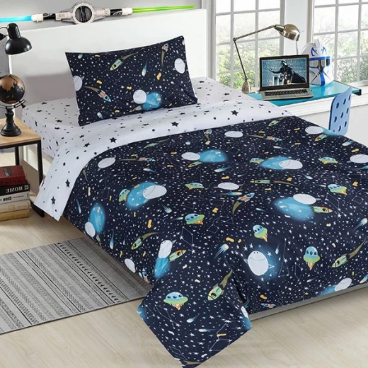 طقم وجه لحاف للأطفال, بتصميم مطبوع, باللون الكحلي من نوفا هوم طقم وجه لحاف للأطفال, بتصميم مطبوع, باللون الكحلي من نوفا هوم