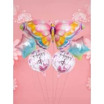 مجموعة بالونات عيد ميلاد بتصميم فراشة، 5 قطع