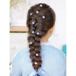 مشبك شعر للفتيات الصغيرات, بتصميم زهور, باللون الأزرق, 10 قطع