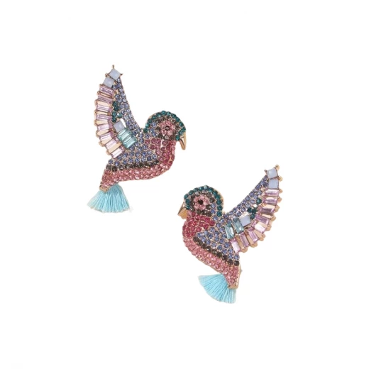 أقراط على شكل عصفور بتصميم حجر الراين أقراط على شكل عصفور بتصميم حجر الراين