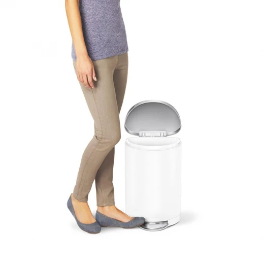 Simplehuman stainless steel trash bin, white color, 10 liter - Simplehuman - Image 3