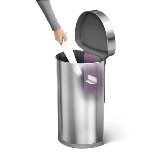 سلة مهملات شبه دائرية مع نظام إستشعار, ستانلس ستيل, باللون الفضي, 45 لتر من سيمبل هيومين - سيمبل هيومين - Image 5