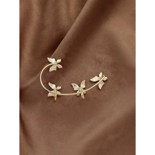 حلق ملفوف من حجر الراين, تصميم فراشة, قطعة واحدة - Image 3