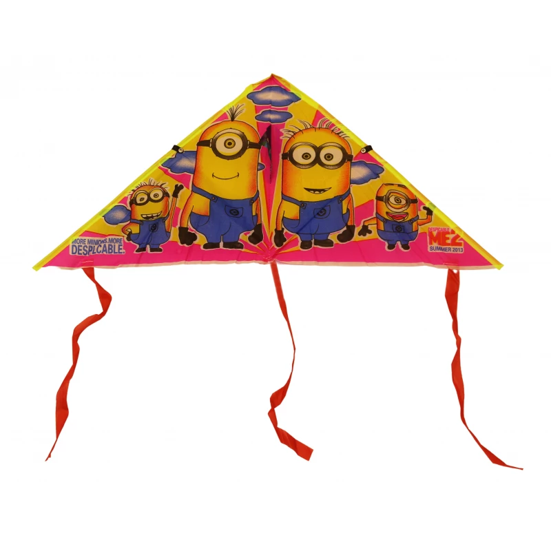 طائرة ورقية بتصميم المينيون, مع شراشيب باللون الاحمر