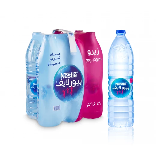 مياه معدنية للشرب، 1.5 لتر ، 6 عبوات من نستله مياه معدنية للشرب، 1.5 لتر ، 6 عبوات من نستله