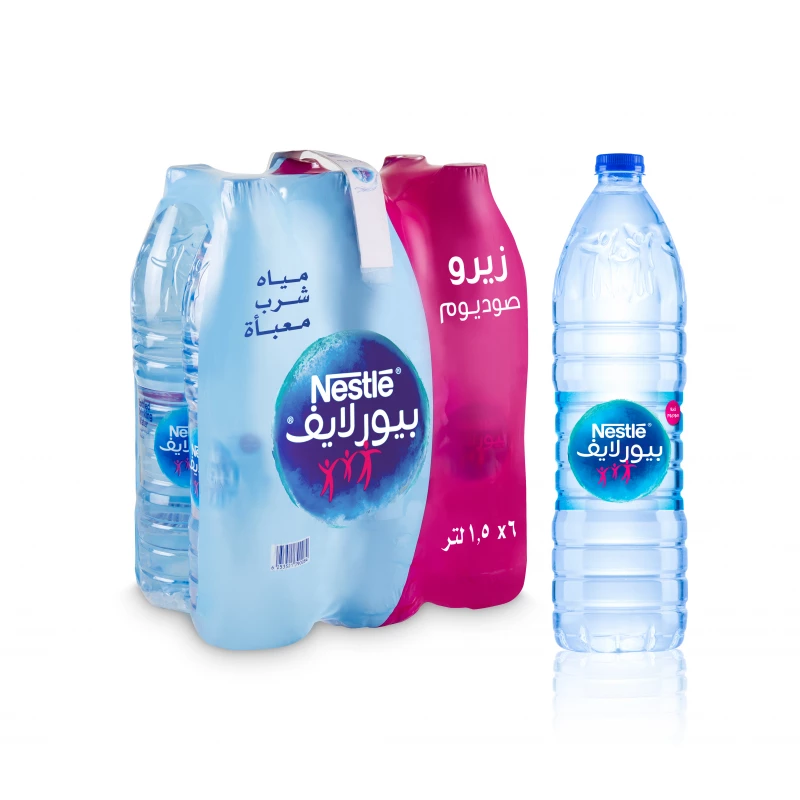 مياه معدنية للشرب، 1.5 لتر ، 6 عبوات من نستله - نستله