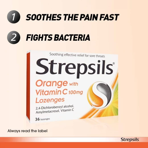 Strepsils Orange & Vitamin C Lozenges, 36 Pieces - Strepsils - Image 5