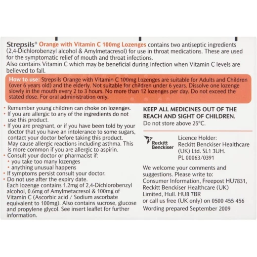 Strepsils Orange & Vitamin C Lozenges, 36 Pieces - Strepsils - Image 3