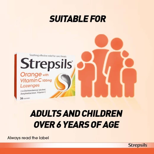 Strepsils Orange & Vitamin C Lozenges, 36 Pieces - Strepsils - Image 6