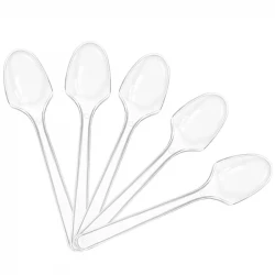 Al Qalaa VIP Disposable Transparent Spoons – 20 Pieces, Lightweight Plastic Spoons for Parties, Desserts, Drinks, and Everyday Use