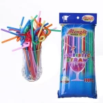 مصاصات بلاستيكية ملونة, 100 قطعة
