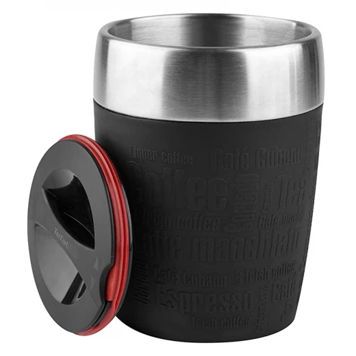 Tefal Travel Cup Stainless Steel, Black, 0.2 Liter Tefal Travel Cup Stainless Steel, Black, 0.2 Liter