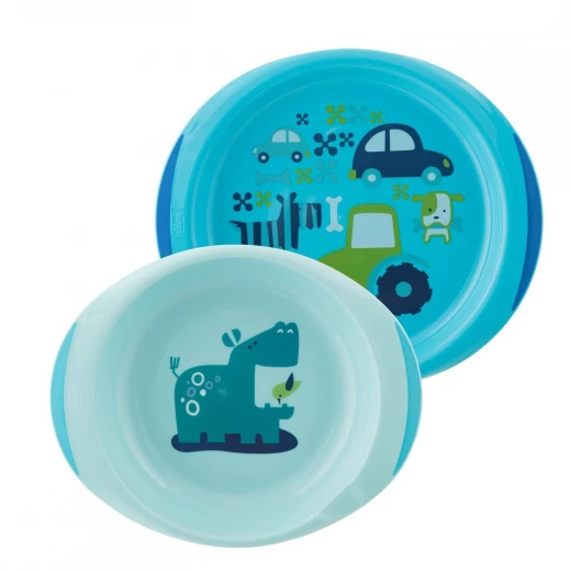 طقم أطباق للأولاد، باللون الأزرق فاتح ، + 12 شهرًا من شيكو طقم أطباق للأولاد، باللون الأزرق فاتح ، + 12 شهرًا من شيكو
