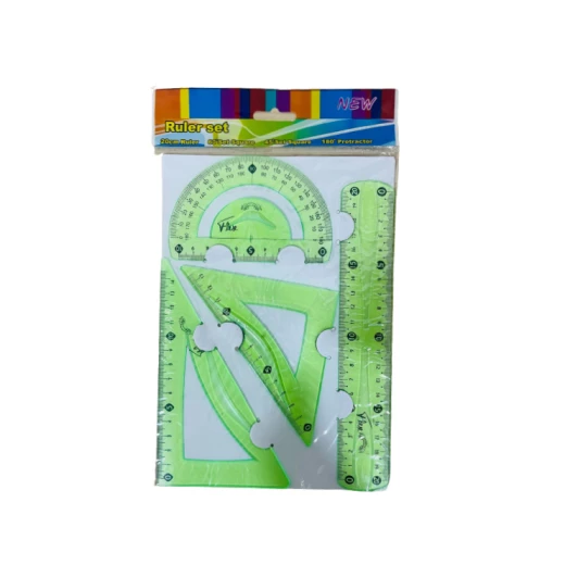 طقم مسطرة بلاستيك, باللون اخضر, 20 سم, 4 قطع طقم مسطرة بلاستيك, باللون اخضر, 20 سم, 4 قطع