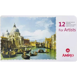 Amigo Color For Artist With Metal Case, 12 Pieces