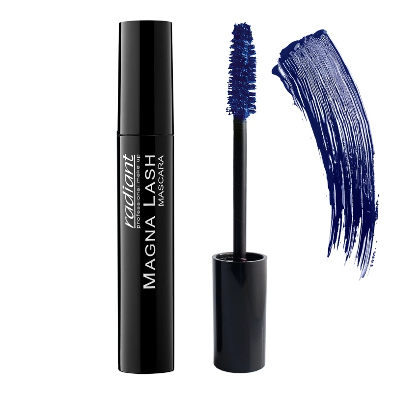 ماسكارا Radiant Magna Lash باللون الأزرق الداكن: فرشاة سيليكون لتكثيف وإطالة الرموش مقاومة للتلطخ 0.43 أونصة - ريدينت