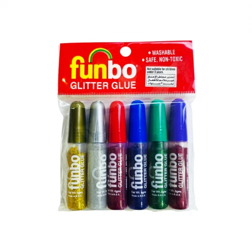 Funbo Glitter Glue Light Colors, 6 Pieces Funbo Glitter Glue Light Colors, 6 Pieces