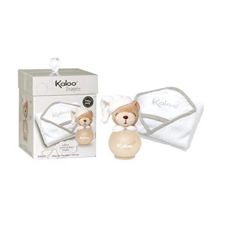Kaloo Hooded Bath Towel Set and Scented Water, White Color, 100 Ml - Kaloo