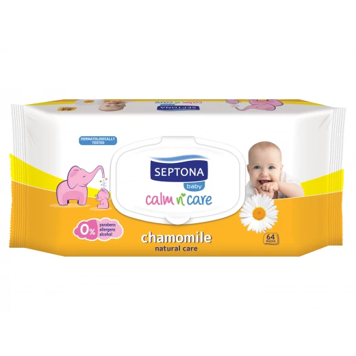 Septona Baby Wipes Chamomile, 64 Pieces Septona Baby Wipes Chamomile, 64 Pieces