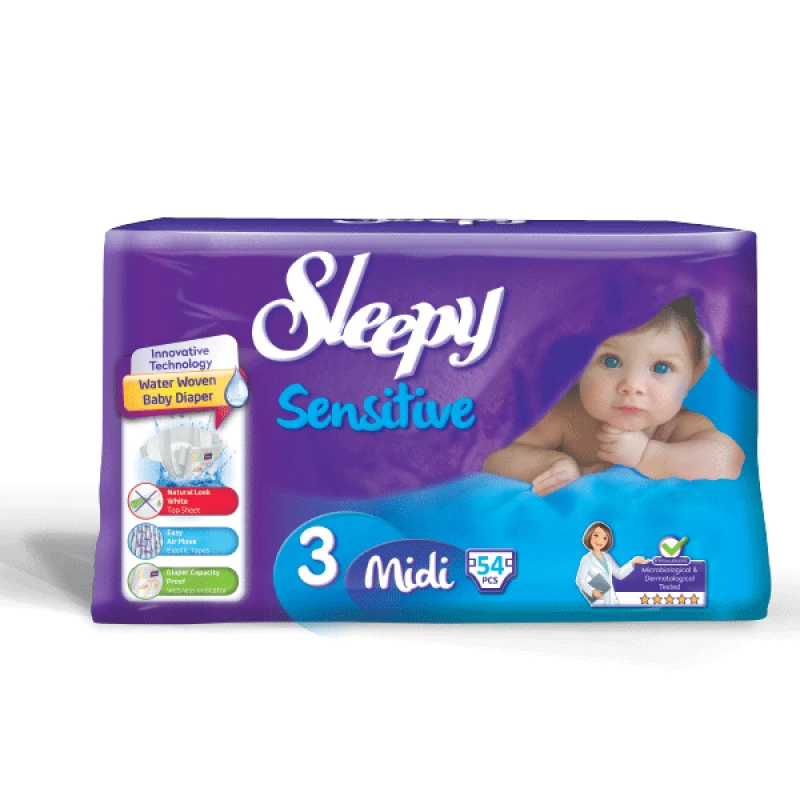 Sleepy Baby Diapers Sensitive 3, 4-9 kg, 54 Pieces - Sleepy